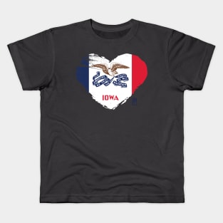 U.S. State - I Love Iowa - Iowa Flag Kids T-Shirt